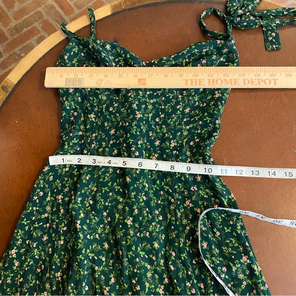 Reformation Niara Boho Tie Straps Smocked Floral Mini Dress In Coriander size 4 - Picture 8 of 10